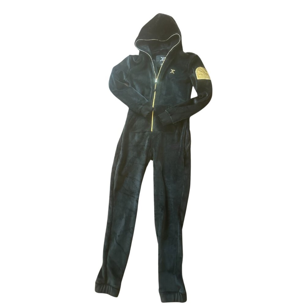 Black One Piece Alps Soft Fitted Velvet Jumpsuit